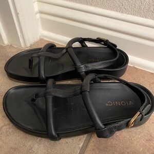 Vionic Black Leather Sandals